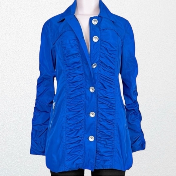 SOLO Moda Ruched Bomber Jacket Sapphire Blue SZ 6 - Picture 1 of 10